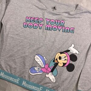 Disney Minnie Mouse Mousercise Keep Your Body Moving Sweatshirt Womens XL Gray